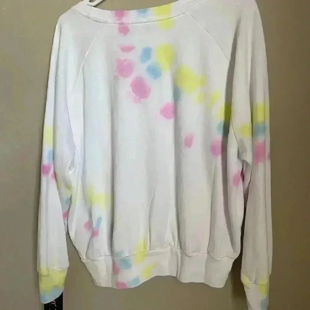 Betsey Johnson Angled Tie Dye Sweatshirt White‎ XS